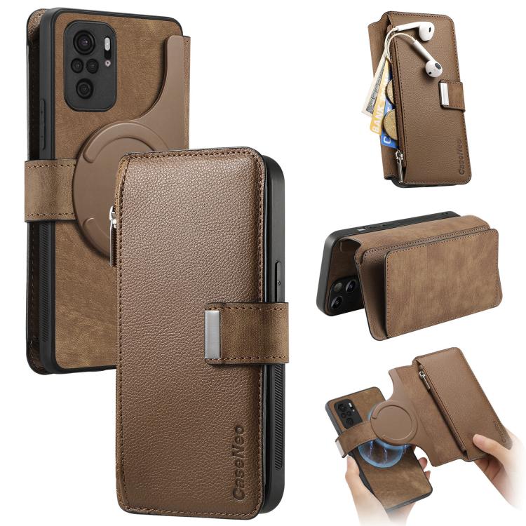 CaseNeo MagSafe RFID Anti-theft Zipper Wallet Retro Leather Phone Case, For Redmi Note 13 Pro 4G, For Redmi Note 13 4G, For Redmi Note 13R Pro 5G, For Redmi Note 13 5G, For Redmi Note 13 Pro+, For Redmi Note 13 Pro 5G, For Redmi Note 12 4G Global      ...