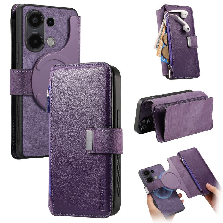 CaseNeo MagSafe RFID Anti-theft Zipper Wallet Retro Leather Phone Case, For Redmi Note 13 Pro 4G, For Redmi Note 13 4G, For Redmi Note 13R Pro 5G, For Redmi Note 13 5G, For Redmi Note 13 Pro+, For Redmi Note 13 Pro 5G, For Redmi Note 12 4G Global      ...