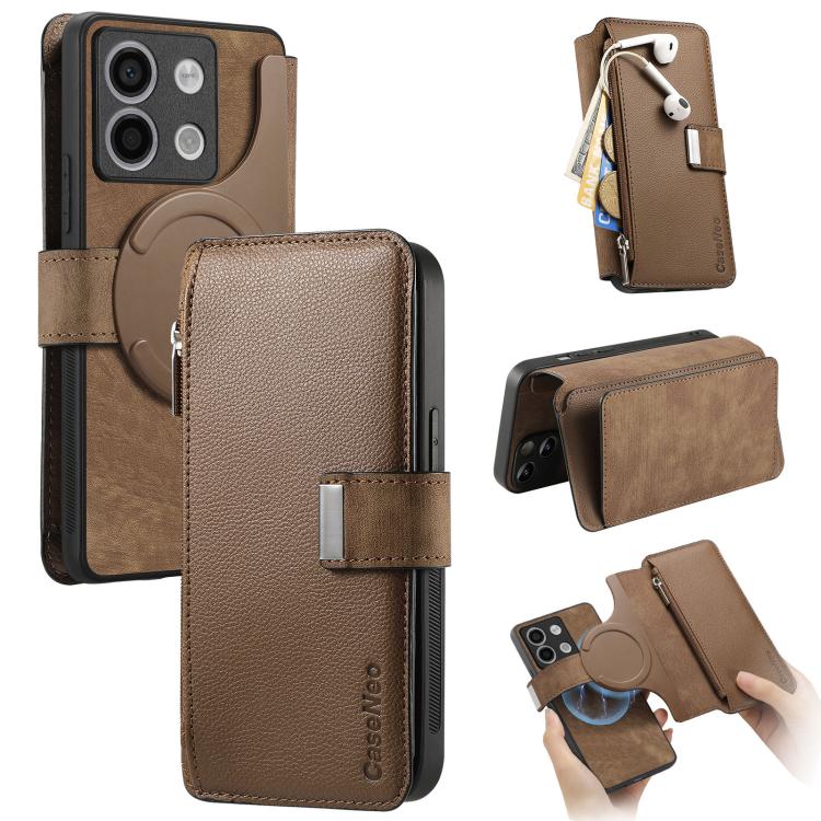 CaseNeo MagSafe RFID Anti-theft Zipper Wallet Retro Leather Phone Case, For Redmi Note 13 Pro 4G, For Redmi Note 13 4G, For Redmi Note 13R Pro 5G, For Redmi Note 13 5G, For Redmi Note 13 Pro+, For Redmi Note 13 Pro 5G, For Redmi Note 12 4G Global      ...