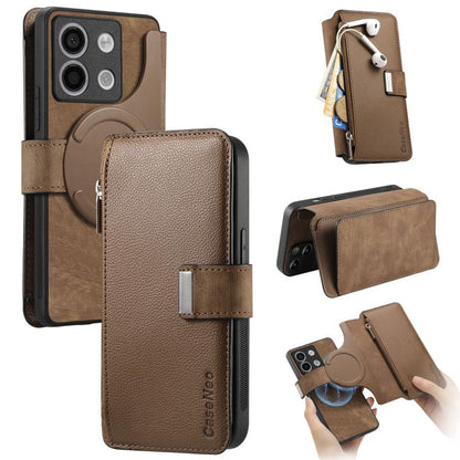 CaseNeo MagSafe RFID Anti-theft Zipper Wallet Retro Leather Phone Case, For Redmi Note 13 Pro 4G, For Redmi Note 13 4G, For Redmi Note 13R Pro 5G, For Redmi Note 13 5G, For Redmi Note 13 Pro+, For Redmi Note 13 Pro 5G, For Redmi Note 12 4G Global      ...