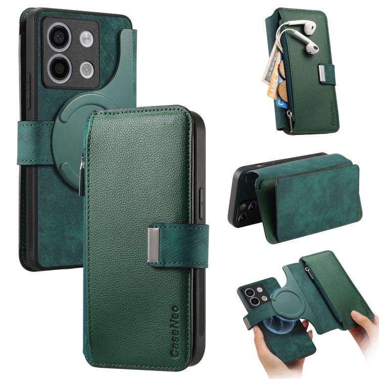 CaseNeo MagSafe RFID Anti-theft Zipper Wallet Retro Leather Phone Case, For Redmi Note 13 Pro 4G, For Redmi Note 13 4G, For Redmi Note 13R Pro 5G, For Redmi Note 13 5G, For Redmi Note 13 Pro+, For Redmi Note 13 Pro 5G, For Redmi Note 12 4G Global      ...