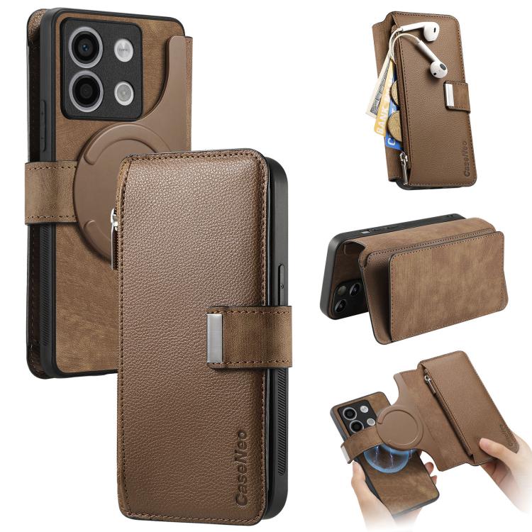 CaseNeo MagSafe RFID Anti-theft Zipper Wallet Retro Leather Phone Case, For Redmi Note 13 Pro 4G, For Redmi Note 13 4G, For Redmi Note 13R Pro 5G, For Redmi Note 13 5G, For Redmi Note 13 Pro+, For Redmi Note 13 Pro 5G, For Redmi Note 12 4G Global      ...