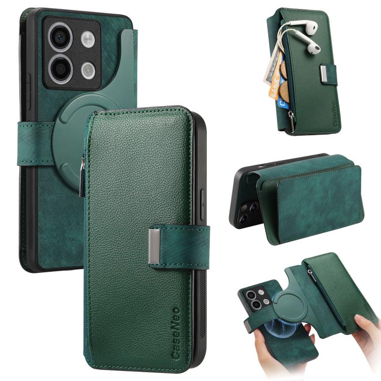 CaseNeo MagSafe RFID Anti-theft Zipper Wallet Retro Leather Phone Case, For Redmi Note 13 Pro 4G, For Redmi Note 13 4G, For Redmi Note 13R Pro 5G, For Redmi Note 13 5G, For Redmi Note 13 Pro+, For Redmi Note 13 Pro 5G, For Redmi Note 12 4G Global      ...