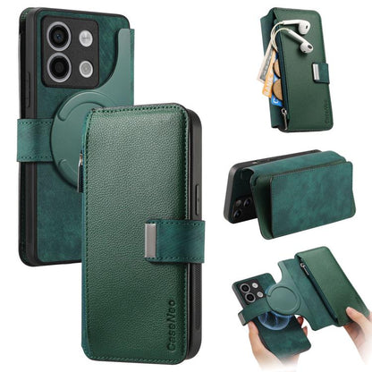 CaseNeo MagSafe RFID Anti-theft Zipper Wallet Retro Leather Phone Case, For Redmi Note 13 Pro 4G, For Redmi Note 13 4G, For Redmi Note 13R Pro 5G, For Redmi Note 13 5G, For Redmi Note 13 Pro+, For Redmi Note 13 Pro 5G, For Redmi Note 12 4G Global      ...