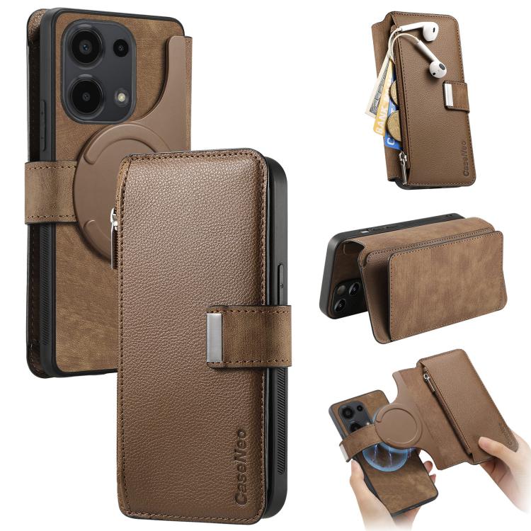 CaseNeo MagSafe RFID Anti-theft Zipper Wallet Retro Leather Phone Case, For Redmi Note 13 Pro 4G, For Redmi Note 13 4G, For Redmi Note 13R Pro 5G, For Redmi Note 13 5G, For Redmi Note 13 Pro+, For Redmi Note 13 Pro 5G, For Redmi Note 12 4G Global      ...
