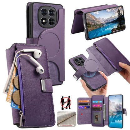 CaseNeo MagSafe RFID Anti-theft Zipper Wallet Retro Leather Phone Case, For Redmi Turbo 5 Max / Poco X8 Pro Max, For Redmi Turbo 5 5G / Poco X8 Pro 5G, For Redmi Note 15 Pro+ Global 163.3mm, For Redmi Note 15 4G / 5G Global 164mm                       ...