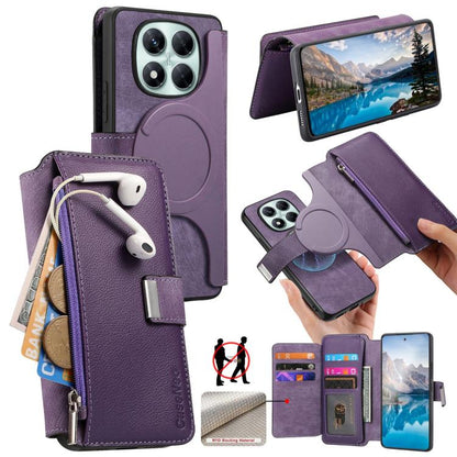 CaseNeo MagSafe RFID Anti-theft Zipper Wallet Retro Leather Phone Case, For Redmi Turbo 5 Max / Poco X8 Pro Max, For Redmi Turbo 5 5G / Poco X8 Pro 5G, For Redmi Note 15 Pro+ Global 163.3mm, For Redmi Note 15 4G / 5G Global 164mm                       ...