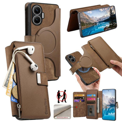 CaseNeo MagSafe RFID Anti-theft Zipper Wallet Retro Leather Phone Case, For Redmi Turbo 5 Max / Poco X8 Pro Max, For Redmi Turbo 5 5G / Poco X8 Pro 5G, For Redmi Note 15 Pro+ Global 163.3mm, For Redmi Note 15 4G / 5G Global 164mm                       ...