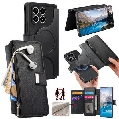 CaseNeo MagSafe RFID Anti-theft Zipper Wallet Retro Leather Phone Case, For Redmi Turbo 5 Max / Poco X8 Pro Max, For Redmi Turbo 5 5G / Poco X8 Pro 5G, For Redmi Note 15 Pro+ Global 163.3mm, For Redmi Note 15 4G / 5G Global 164mm                       ...