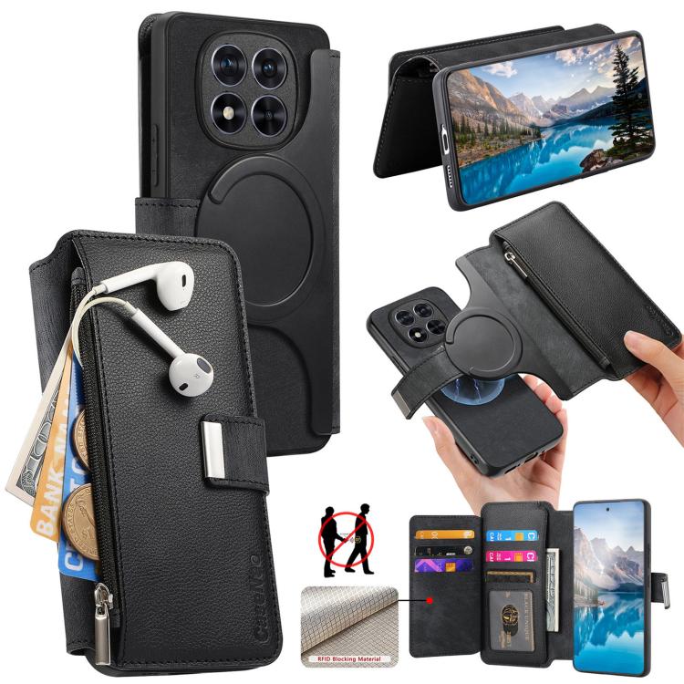 CaseNeo MagSafe RFID Anti-theft Zipper Wallet Retro Leather Phone Case, For Redmi Turbo 5 Max / Poco X8 Pro Max, For Redmi Turbo 5 5G / Poco X8 Pro 5G, For Redmi Note 15 Pro+ Global 163.3mm, For Redmi Note 15 4G / 5G Global 164mm                       ...