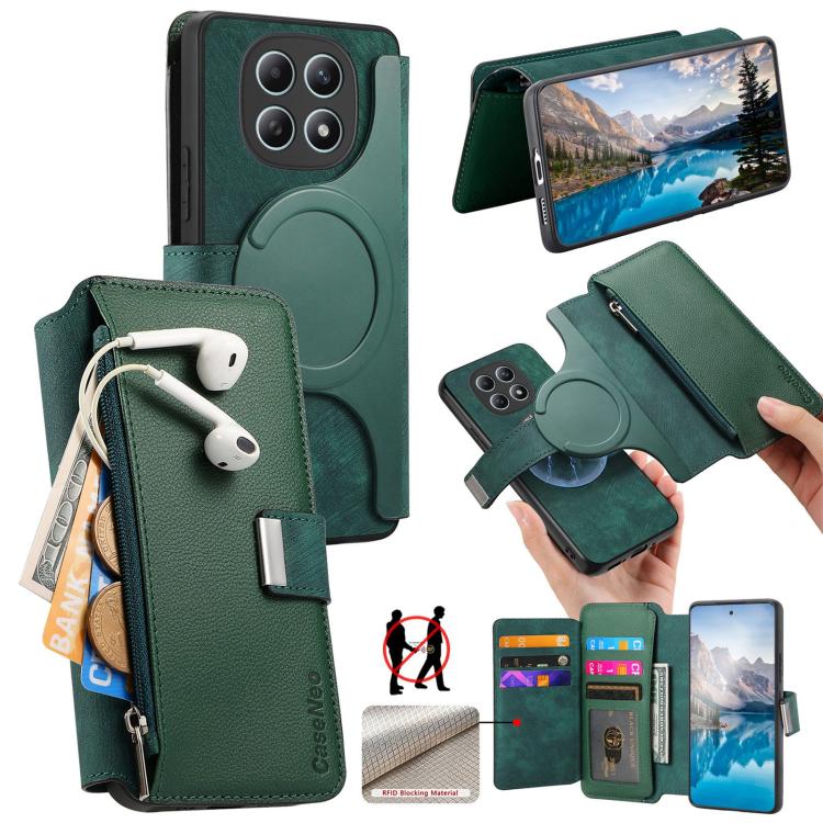 CaseNeo MagSafe RFID Anti-theft Zipper Wallet Retro Leather Phone Case, For Redmi Turbo 5 Max / Poco X8 Pro Max, For Redmi Turbo 5 5G / Poco X8 Pro 5G, For Redmi Note 15 Pro+ Global 163.3mm, For Redmi Note 15 4G / 5G Global 164mm                       ...