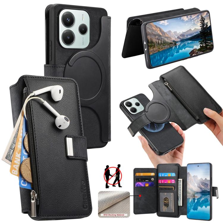 CaseNeo MagSafe RFID Anti-theft Zipper Wallet Retro Leather Phone Case, For Redmi Turbo 5 Max / Poco X8 Pro Max, For Redmi Turbo 5 5G / Poco X8 Pro 5G, For Redmi Note 15 Pro+ Global 163.3mm, For Redmi Note 15 4G / 5G Global 164mm                       ...