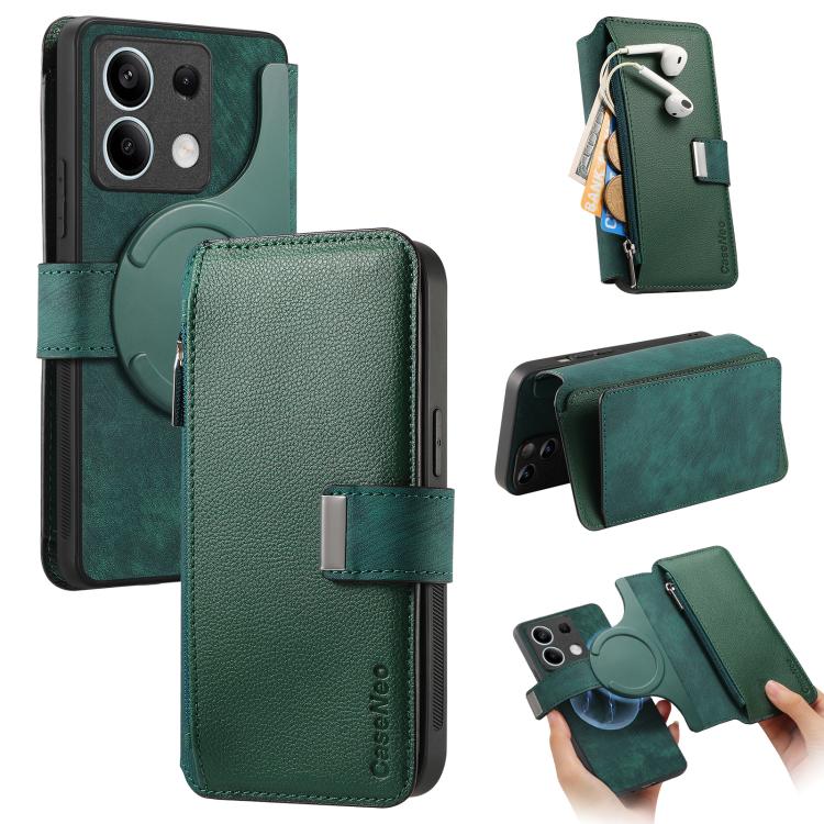 CaseNeo MagSafe RFID Anti-theft Zipper Wallet Retro Leather Phone Case, For Redmi Note 13 Pro 4G, For Redmi Note 13 4G, For Redmi Note 13R Pro 5G, For Redmi Note 13 5G, For Redmi Note 13 Pro+, For Redmi Note 13 Pro 5G, For Redmi Note 12 4G Global      ...