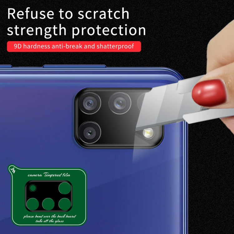 Camera lens ring film for Samsung Galaxy A31, scratchproof lens protection on blue phone