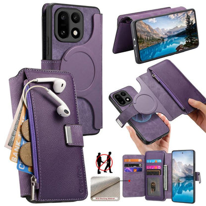 CaseNeo MagSafe RFID Anti-theft Zipper Wallet Retro Leather Phone Case, For OnePlus 15T, For OnePlus Ace 6 / 6T, For OnePlus 15, For OnePlus Ace 5, For OnePlus 13, For OnePlus 12, For OnePlus 11