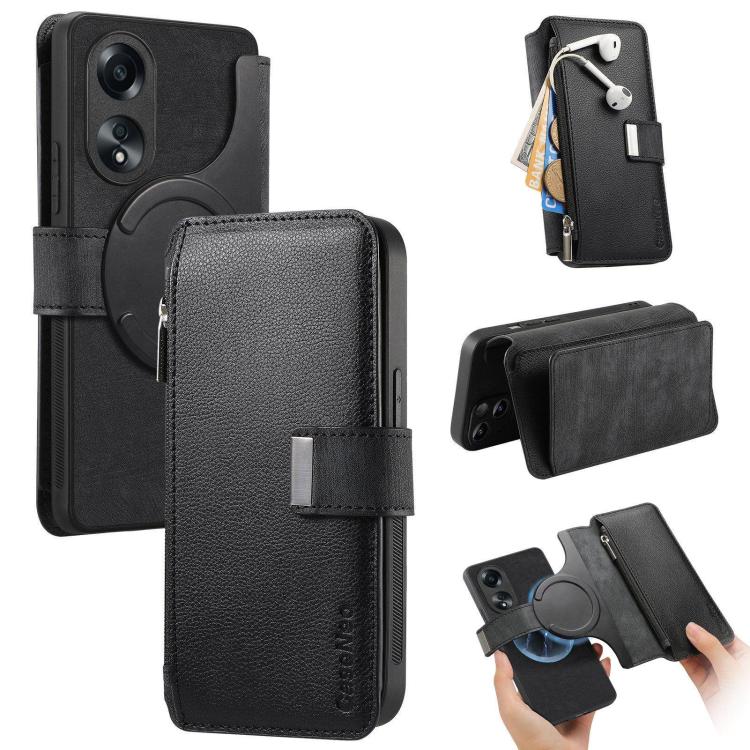 CaseNeo MagSafe RFID Anti-theft Zipper Wallet Retro Leather Phone Case, For OPPO Reno13, For OPPO Reno13 F, For OPPO A3 Pro Global / A80 5G, For OPPO A58 4G, For OPPO Reno10 5G Global, For OPPO A78 5G