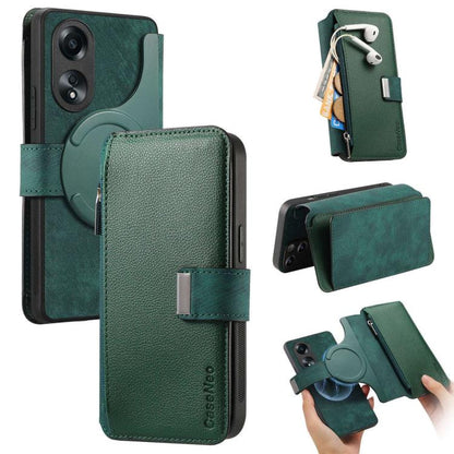CaseNeo MagSafe RFID Anti-theft Zipper Wallet Retro Leather Phone Case, For OPPO Reno13, For OPPO Reno13 F, For OPPO A3 Pro Global / A80 5G, For OPPO A58 4G, For OPPO Reno10 5G Global, For OPPO A78 5G
