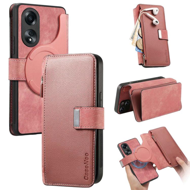 CaseNeo MagSafe RFID Anti-theft Zipper Wallet Retro Leather Phone Case, For OPPO Reno13, For OPPO Reno13 F, For OPPO A3 Pro Global / A80 5G, For OPPO A58 4G, For OPPO Reno10 5G Global, For OPPO A78 5G