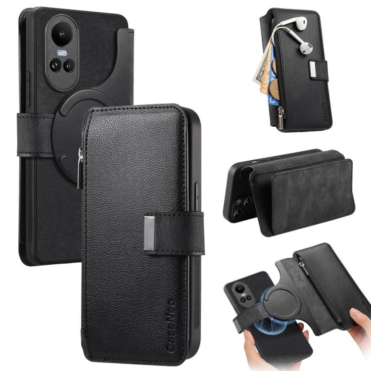 CaseNeo MagSafe RFID Anti-theft Zipper Wallet Retro Leather Phone Case, For OPPO Reno13, For OPPO Reno13 F, For OPPO A3 Pro Global / A80 5G, For OPPO A58 4G, For OPPO Reno10 5G Global, For OPPO A78 5G
