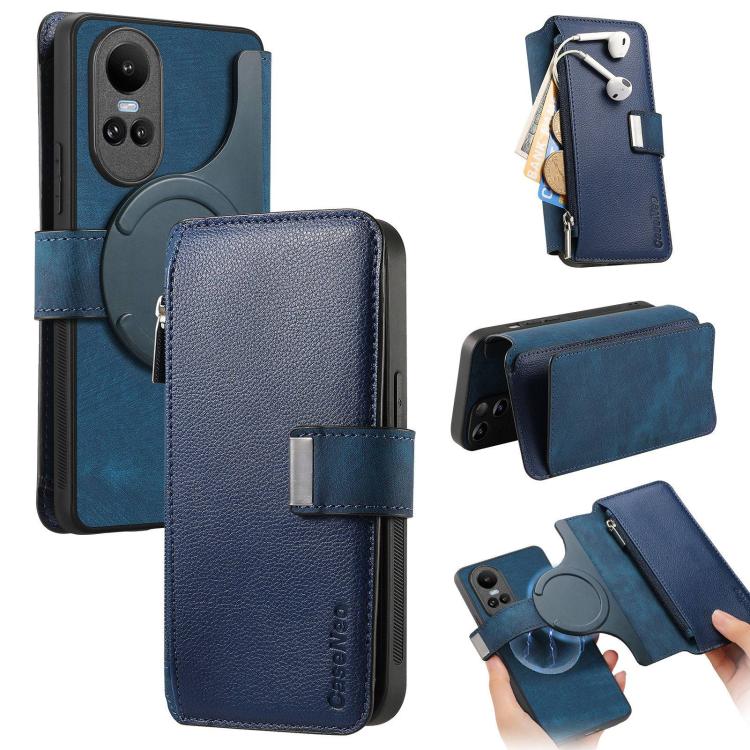 CaseNeo MagSafe RFID Anti-theft Zipper Wallet Retro Leather Phone Case, For OPPO Reno13, For OPPO Reno13 F, For OPPO A3 Pro Global / A80 5G, For OPPO A58 4G, For OPPO Reno10 5G Global, For OPPO A78 5G