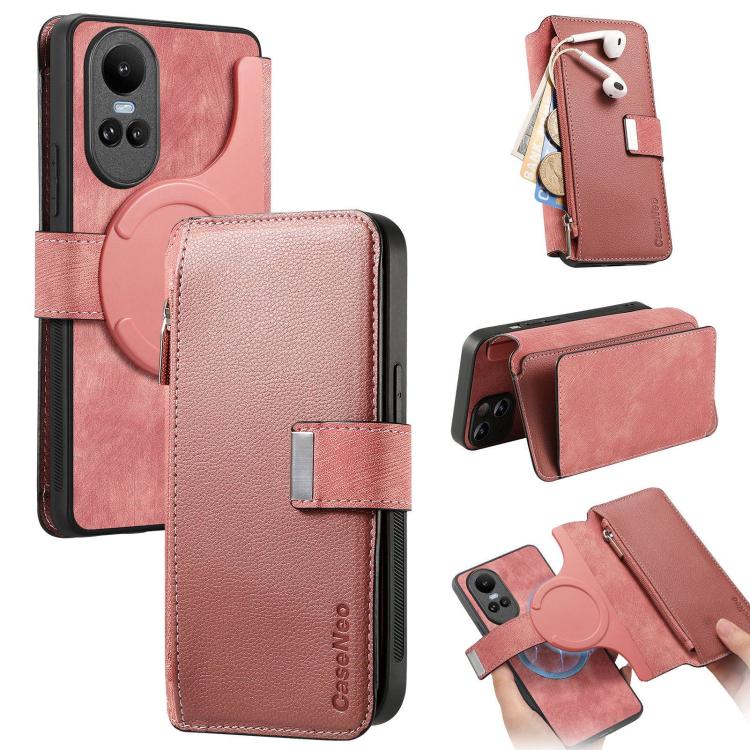CaseNeo MagSafe RFID Anti-theft Zipper Wallet Retro Leather Phone Case, For OPPO Reno13, For OPPO Reno13 F, For OPPO A3 Pro Global / A80 5G, For OPPO A58 4G, For OPPO Reno10 5G Global, For OPPO A78 5G