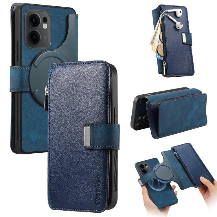 CaseNeo MagSafe RFID Anti-theft Zipper Wallet Retro Leather Phone Case, For OPPO Reno13, For OPPO Reno13 F, For OPPO A3 Pro Global / A80 5G, For OPPO A58 4G, For OPPO Reno10 5G Global, For OPPO A78 5G