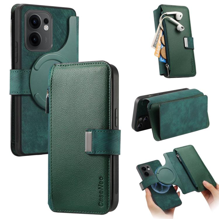 CaseNeo MagSafe RFID Anti-theft Zipper Wallet Retro Leather Phone Case, For OPPO Reno13, For OPPO Reno13 F, For OPPO A3 Pro Global / A80 5G, For OPPO A58 4G, For OPPO Reno10 5G Global, For OPPO A78 5G