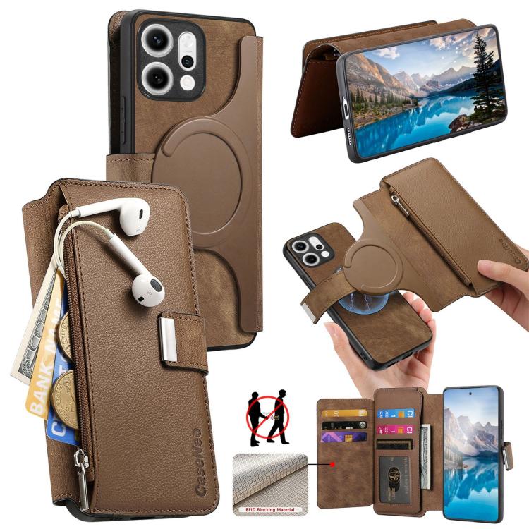 CaseNeo MagSafe RFID Anti-theft Zipper Wallet Retro Leather Phone Case, For OPPO A6 Global / A6s / A6c / A6t Pro, For OPPO K15 Pro+, For OPPO K15 Pro 5G, For OPPO Reno15 F, For OPPO Reno 15 Pro Max 5G Global, For OPPO Reno15 5G Global / 15c 5G         ...