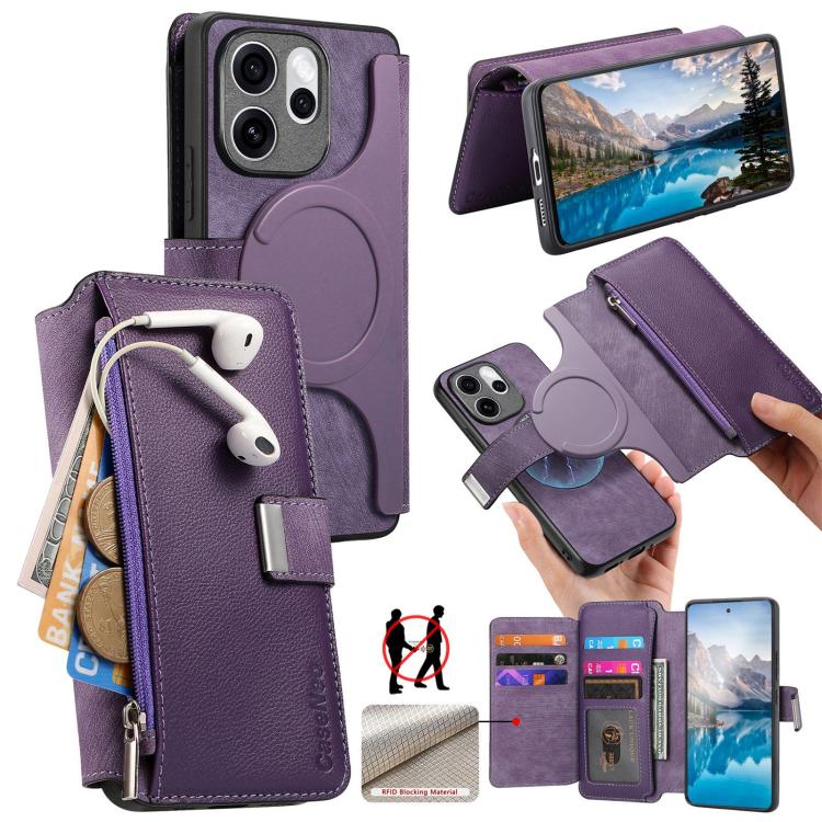 CaseNeo MagSafe RFID Anti-theft Zipper Wallet Retro Leather Phone Case, For OPPO A6 Global / A6s / A6c / A6t Pro, For OPPO K15 Pro+, For OPPO K15 Pro 5G, For OPPO Reno15 F, For OPPO Reno 15 Pro Max 5G Global, For OPPO Reno15 5G Global / 15c 5G         ...