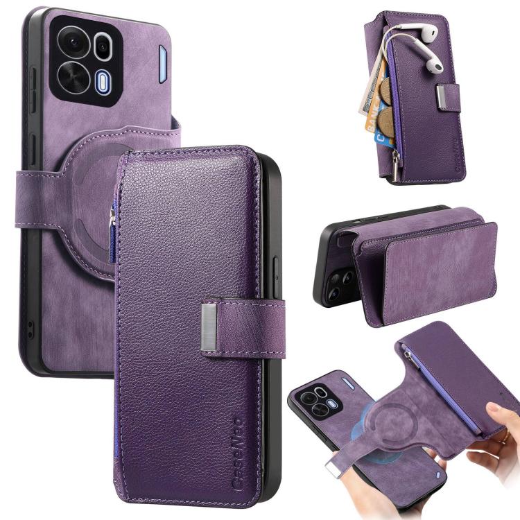 CaseNeo MagSafe RFID Anti-theft Zipper Wallet Retro Leather Phone Case, For OPPO A6 Global / A6s / A6c / A6t Pro, For OPPO K15 Pro+, For OPPO K15 Pro 5G, For OPPO Reno15 F, For OPPO Reno 15 Pro Max 5G Global, For OPPO Reno15 5G Global / 15c 5G         ...