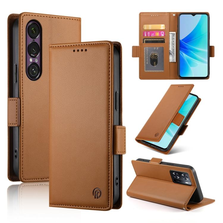 Side Buckle Magnetic Frosted Leather Phone Case, For Sony Xperia 1 VIII, For Sony Xperia 1 VII