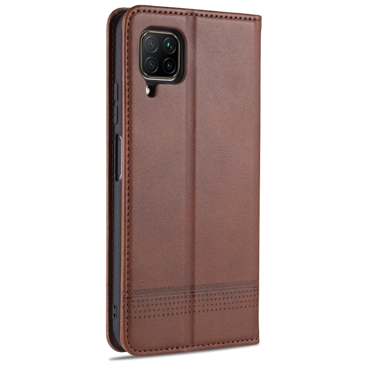 Dark brown textured leather magnetic flip phone case with card slots