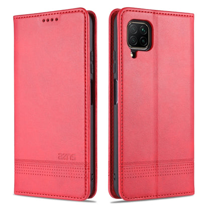 Red magnetic flip leather phone case with card slots and wallet holder