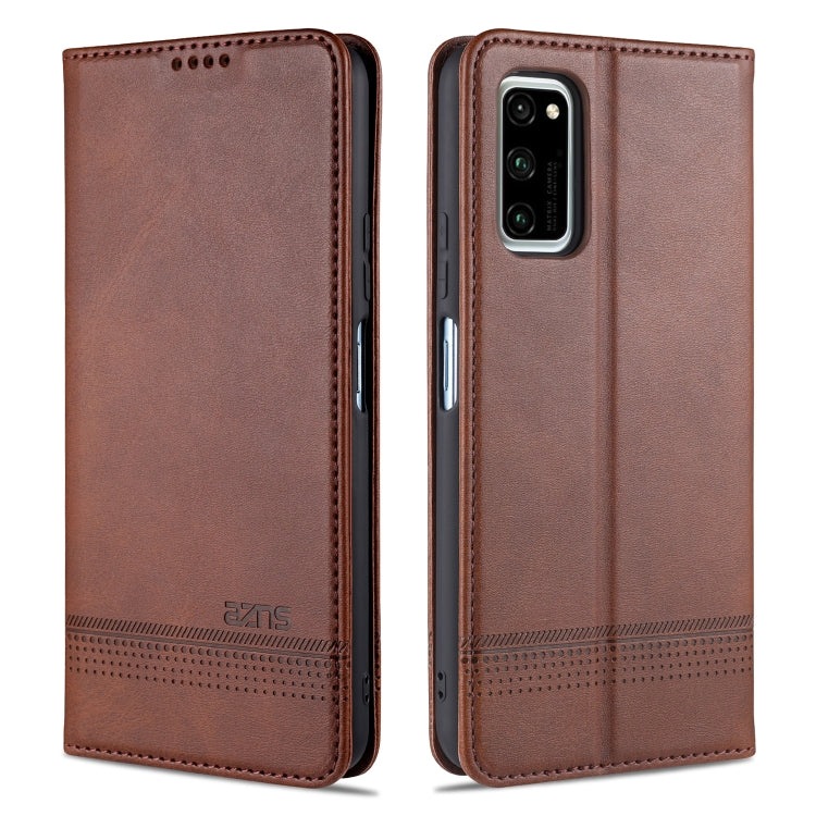 Dark brown magnetic flip leather phone case with card slots and wallet holder