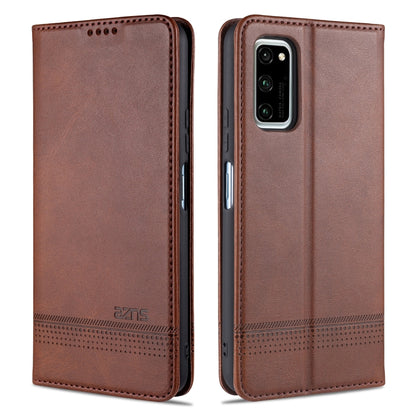 Dark brown magnetic flip leather phone case with card slots and wallet holder