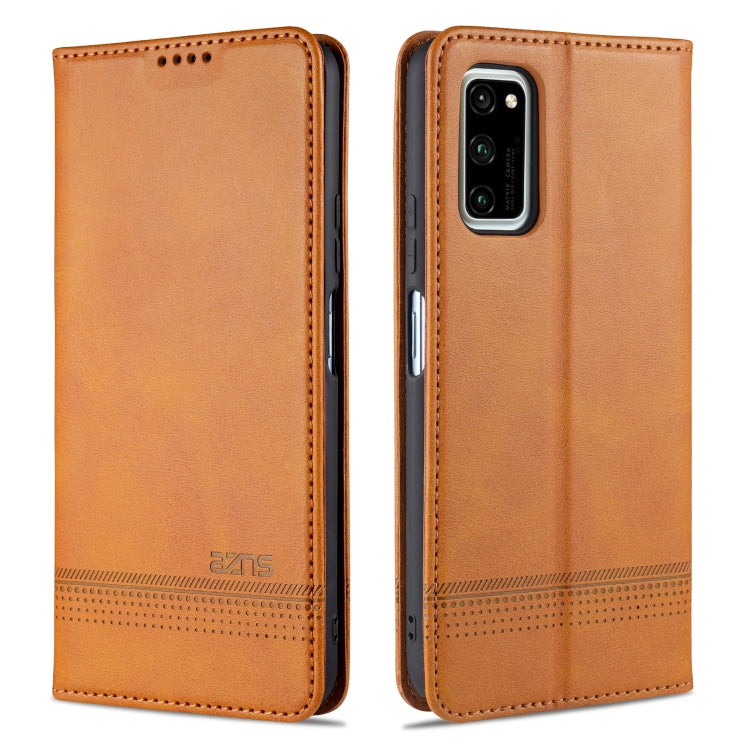 Light brown magnetic flip leather phone case with card slots and wallet holder