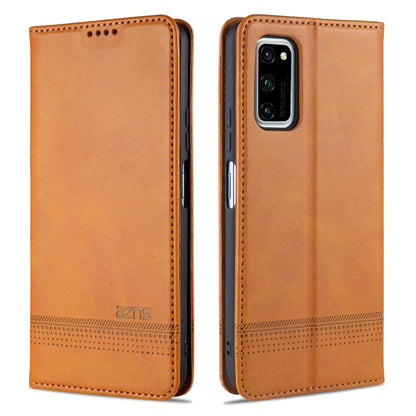 Light brown magnetic flip leather phone case with card slots and wallet holder