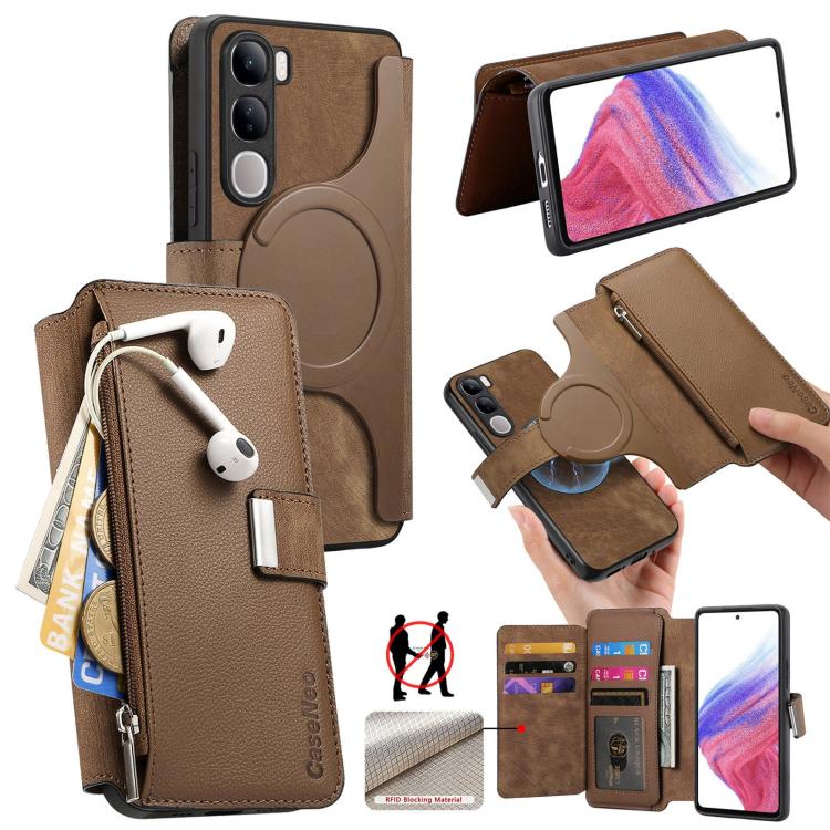 CaseNeo MagSafe RFID Anti-theft Zipper Wallet Retro Leather Phone Case, For vivo Y60 5G / Y05 4G / Y21 5G / Y11d 5G, For vivo V70 FE 5G, For vivo S50 / V70 / V70 Elite 5G, For vivo Y500i 5G, For vivo V60 Lite 4G / 5G, For vivo V60 5G                   ...