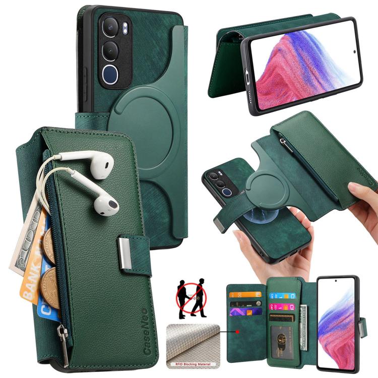 CaseNeo MagSafe RFID Anti-theft Zipper Wallet Retro Leather Phone Case, For vivo Y60 5G / Y05 4G / Y21 5G / Y11d 5G, For vivo V70 FE 5G, For vivo S50 / V70 / V70 Elite 5G, For vivo Y500i 5G, For vivo V60 Lite 4G / 5G, For vivo V60 5G                   ...