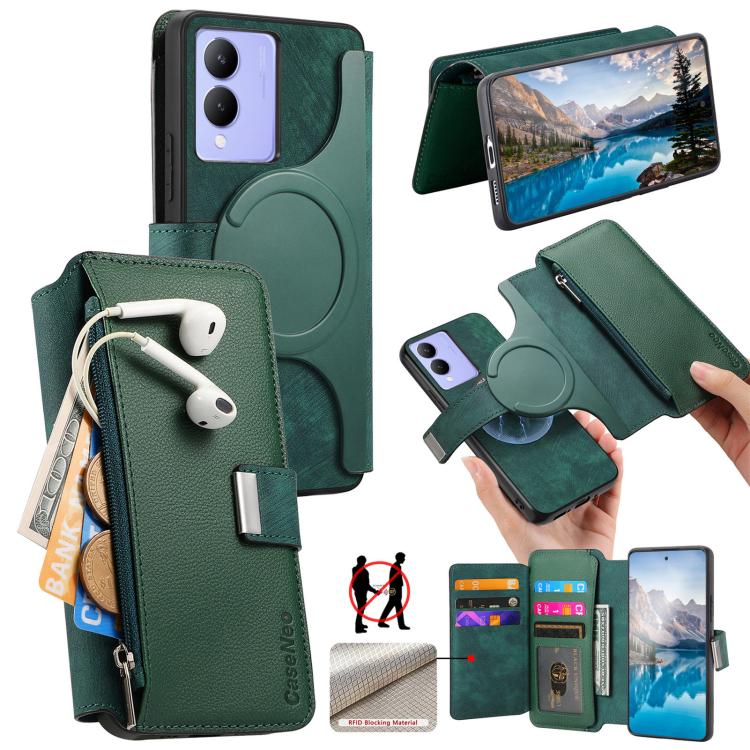 CaseNeo MagSafe RFID Anti-theft Zipper Wallet Retro Leather Phone Case, For vivo Y60 5G / Y05 4G / Y21 5G / Y11d 5G, For vivo V70 FE 5G, For vivo S50 / V70 / V70 Elite 5G, For vivo Y500i 5G, For vivo V60 Lite 4G / 5G, For vivo V60 5G                   ...