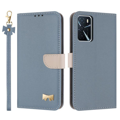 Metal Bow Leather Phone Case with Hand Strap, For OPPO A38 4G Global / A18, For OPPO Reno7 A / Reno9 A, For OPPO A58 4G Global, For OPPO A77 4G / A57 4G Global, For OPPO A36 4G / A76 / A96, For OPPO A16, For OPPO A55s 5G Japan