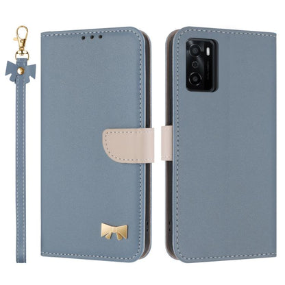 Metal Bow Leather Phone Case with Hand Strap, For OPPO A38 4G Global / A18, For OPPO Reno7 A / Reno9 A, For OPPO A58 4G Global, For OPPO A77 4G / A57 4G Global, For OPPO A36 4G / A76 / A96, For OPPO A16, For OPPO A55s 5G Japan