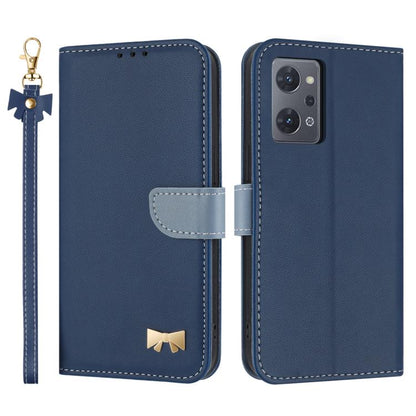 Metal Bow Leather Phone Case with Hand Strap, For OPPO A38 4G Global / A18, For OPPO Reno7 A / Reno9 A, For OPPO A58 4G Global, For OPPO A77 4G / A57 4G Global, For OPPO A36 4G / A76 / A96, For OPPO A16, For OPPO A55s 5G Japan