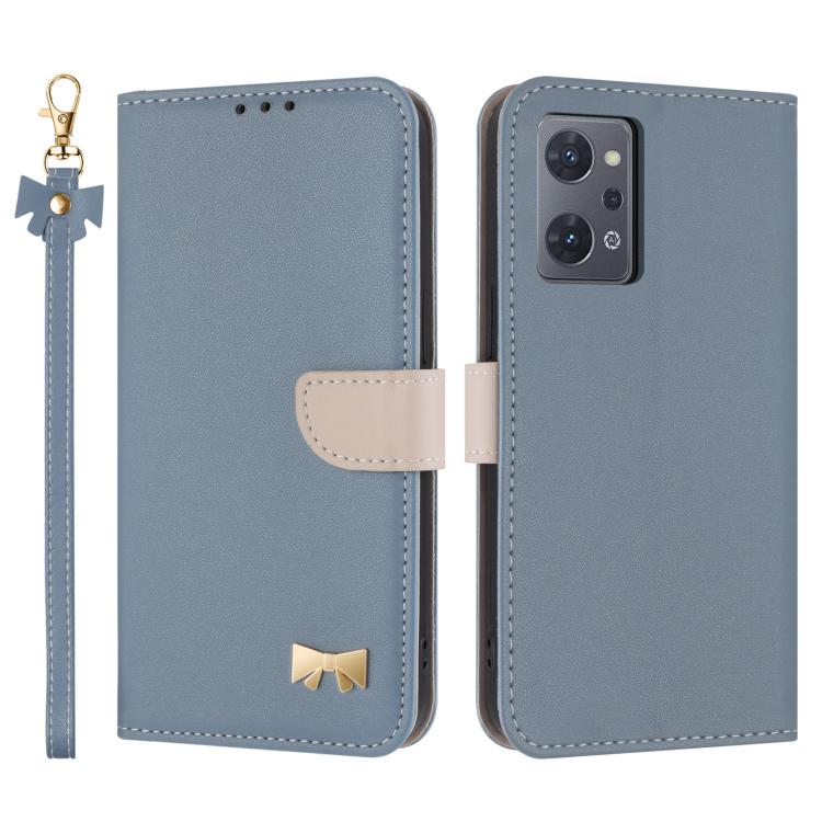 Metal Bow Leather Phone Case with Hand Strap, For OPPO A38 4G Global / A18, For OPPO Reno7 A / Reno9 A, For OPPO A58 4G Global, For OPPO A77 4G / A57 4G Global, For OPPO A36 4G / A76 / A96, For OPPO A16, For OPPO A55s 5G Japan