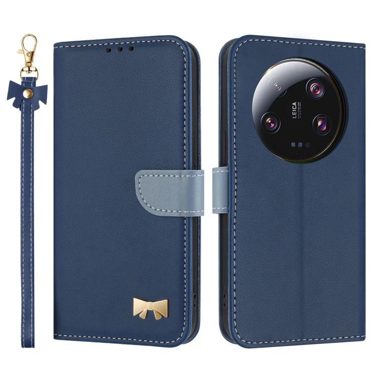 Metal Bow Leather Phone Case with Hand Strap, For Xiaomi 13T / 13T Pro, For Xiaomi 13 Ultra