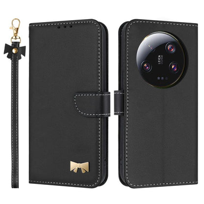 Metal Bow Leather Phone Case with Hand Strap, For Xiaomi 13T / 13T Pro, For Xiaomi 13 Ultra