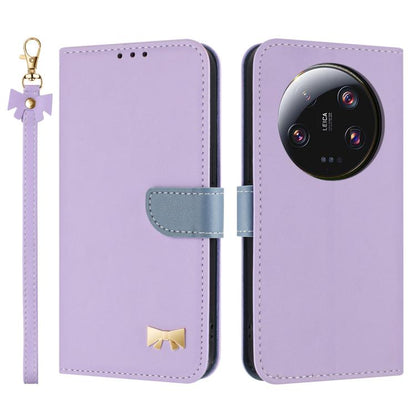 Metal Bow Leather Phone Case with Hand Strap, For Xiaomi 13T / 13T Pro, For Xiaomi 13 Ultra
