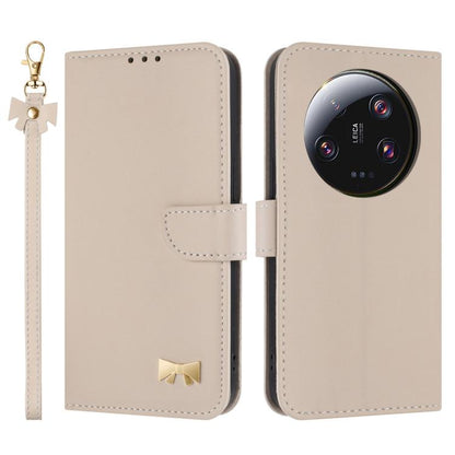 Metal Bow Leather Phone Case with Hand Strap, For Xiaomi 13T / 13T Pro, For Xiaomi 13 Ultra