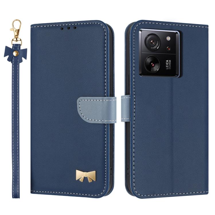 Metal Bow Leather Phone Case with Hand Strap, For Xiaomi 13T / 13T Pro, For Xiaomi 13 Ultra