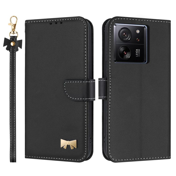 Metal Bow Leather Phone Case with Hand Strap, For Xiaomi 13T / 13T Pro, For Xiaomi 13 Ultra